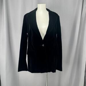 Velvet Blazer Womens XS Black Lined Jacket Career Academia Preppy Whimsygoth
